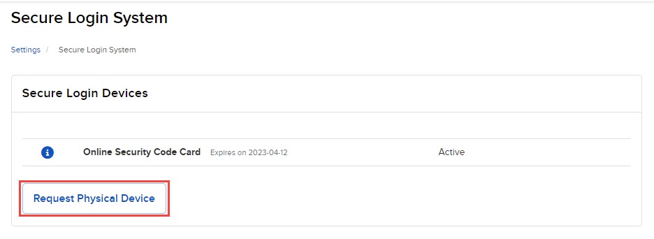 The SLS request physical device button in portal. 